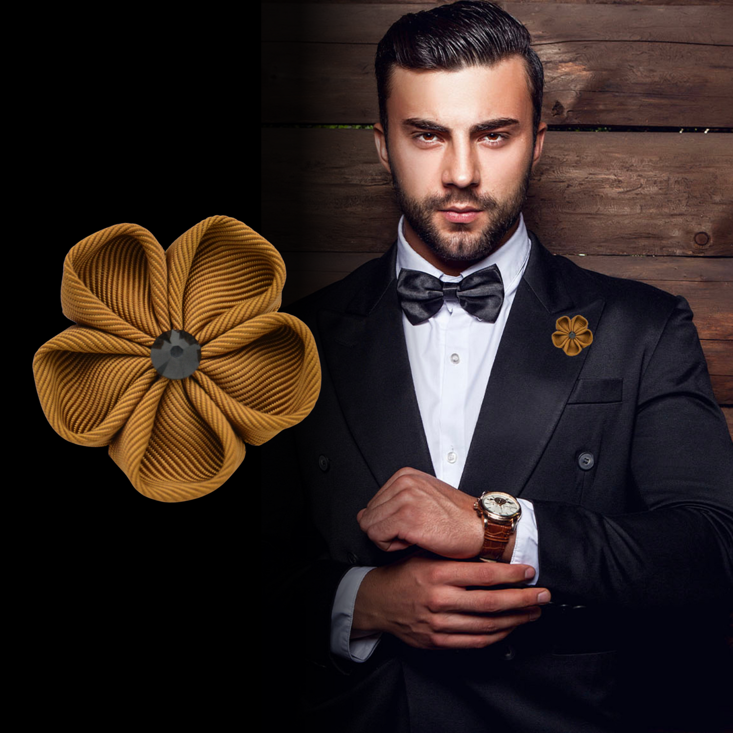 Boutonnière "Bronzy Brown" handgemachte Ansteckblüten für Herren von Moonbirds