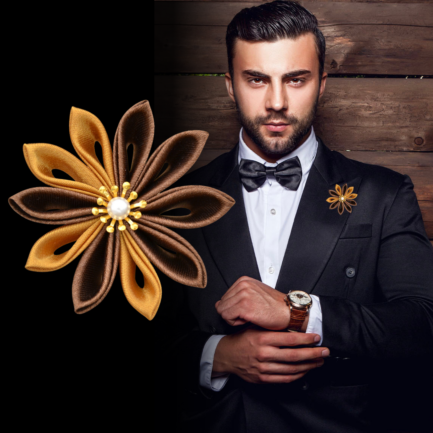 Knopflochblume "Chestnut Star" handgemachte Ansteckblüten für Herren von Moonbirds